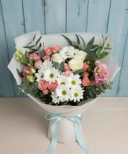 Букет цветов из:  Розы, Лизиантусы и Хризантемы в Тольятти