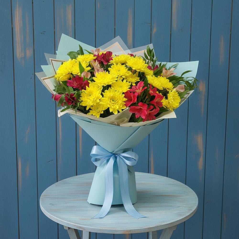Букет цветов из: Альстромерии и Хризантемы в Тольятти
