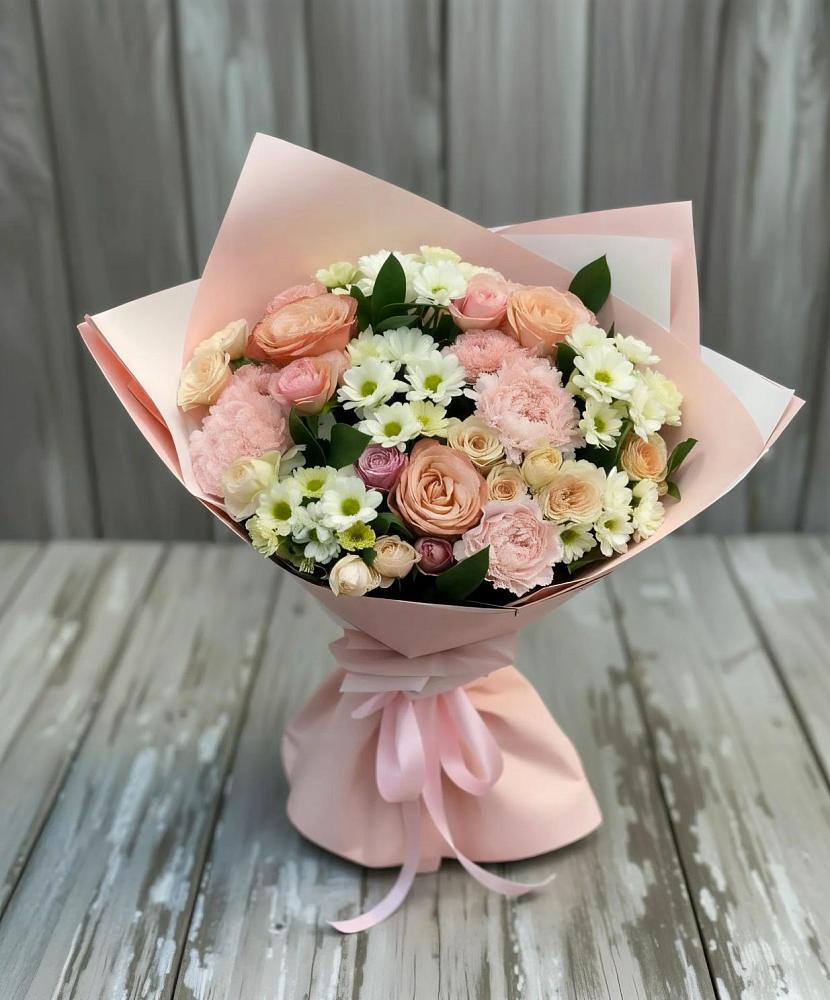 Букет цветов из: Гвоздики, Розы и Хризантемы в Тольятти