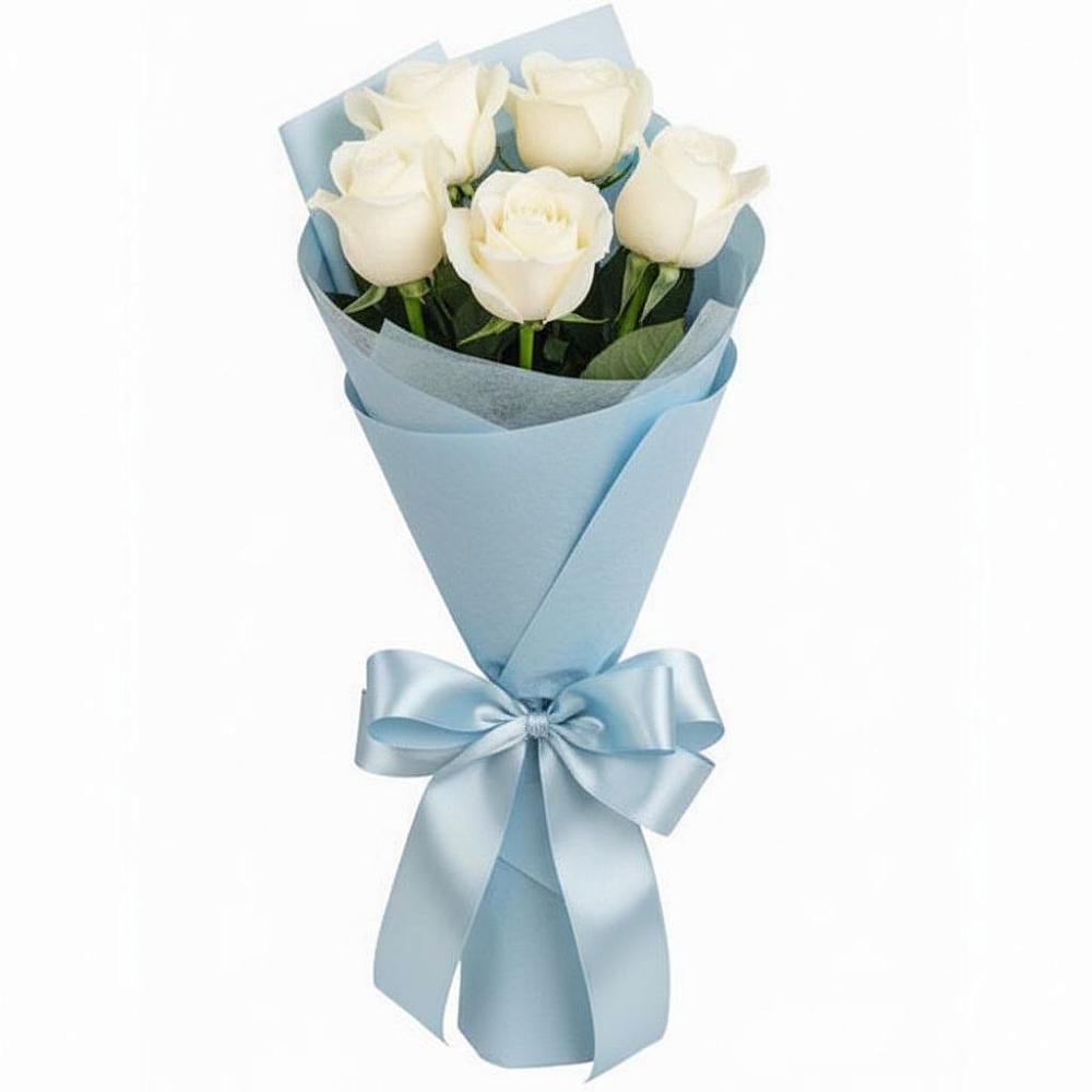 Букет 5 Белых роз Проуд в Тольятти