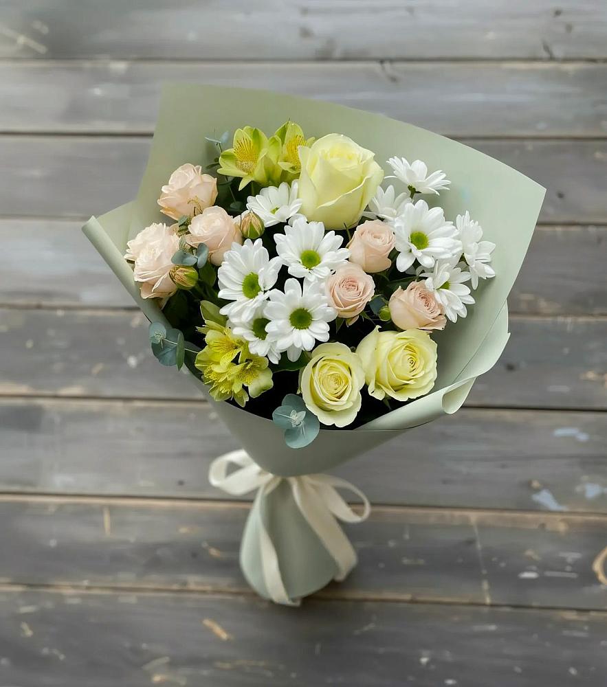 Букет цветов из: Альстромерии, Розы и Хризантемы в Тольятти