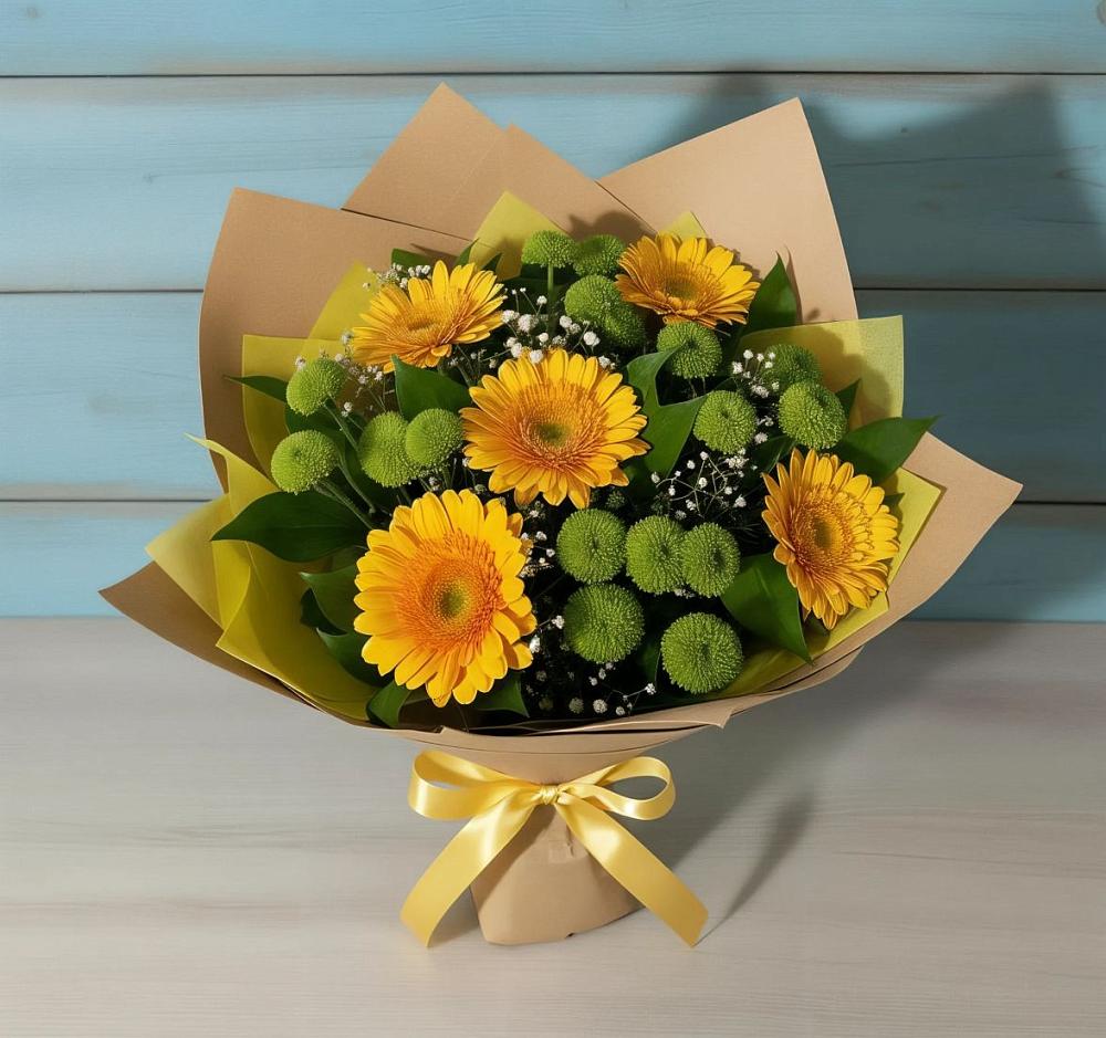 Букет цветов из: Герберы и Хризантемы в Тольятти