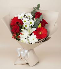 Букет цветов из:  Розы, Хризантемы, Герберы и Лилии #REPLACE_PRED# Тольятти