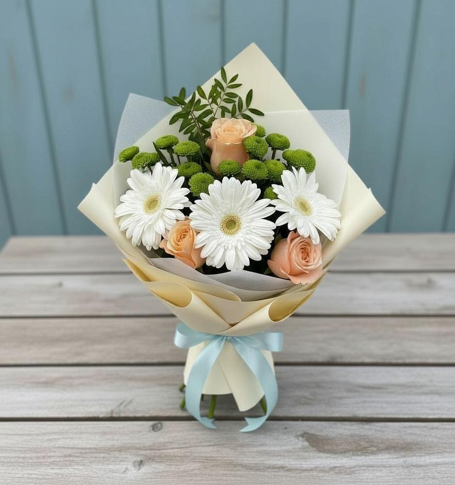 Букет цветов из: Герберы, Розы и Хризантемы в Тольятти