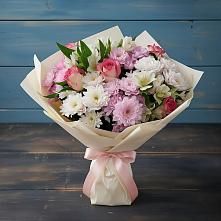 Букет цветов из:  Хризантемы, Альстромерии и Розы #REPLACE_PRED# Тольятти