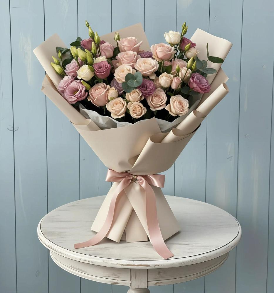 Букет цветов из: Розы и Лизиантусы в Тольятти