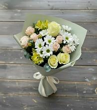 Букет цветов из:  Альстромерии, Розы и Хризантемы в Тольятти