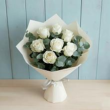 Букет Белые розы в Эвкалипте #REPLACE_PRED# Тольятти