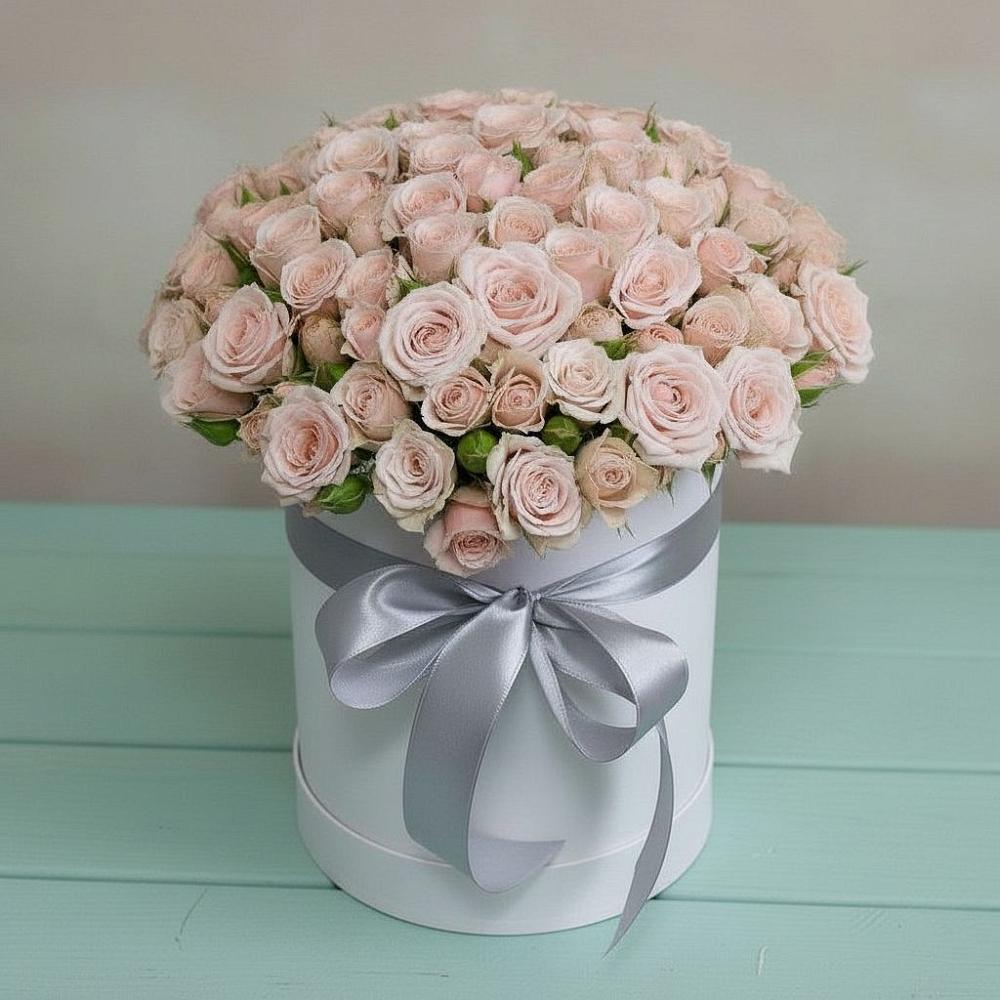 Цветочная композиция из Розы в шляпной коробке в Тольятти